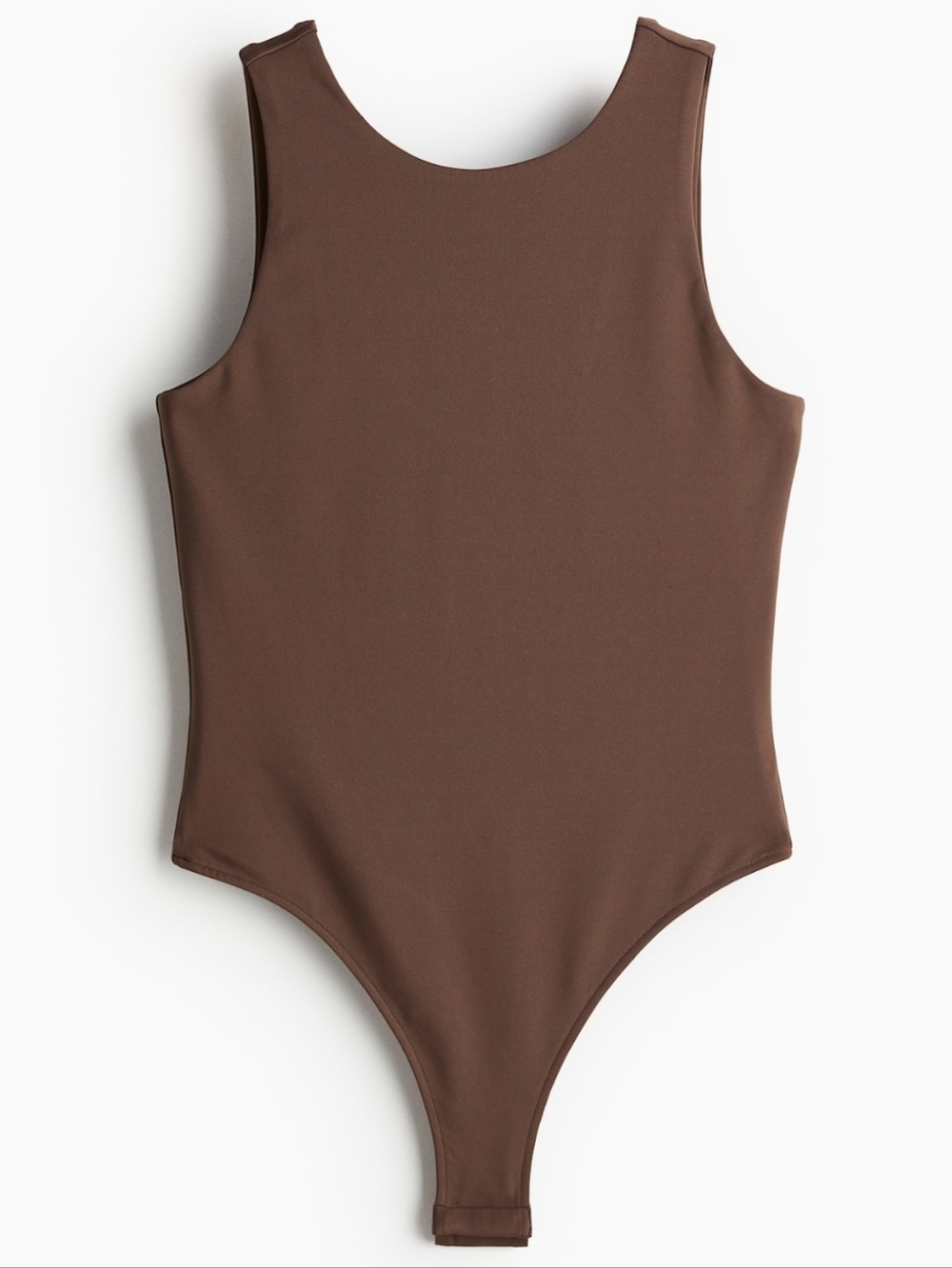 H&M Dark Brown Round Neck Tank Bodysuit XS Scoop Back Rodeo Work Festival